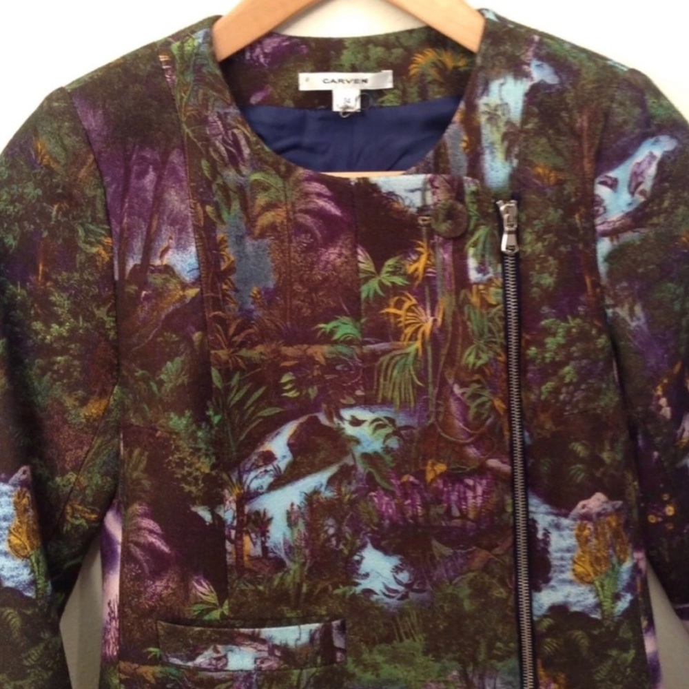 Carven Jacket Jungle Moto Tropical Havana Tree - Picture 4 of 8